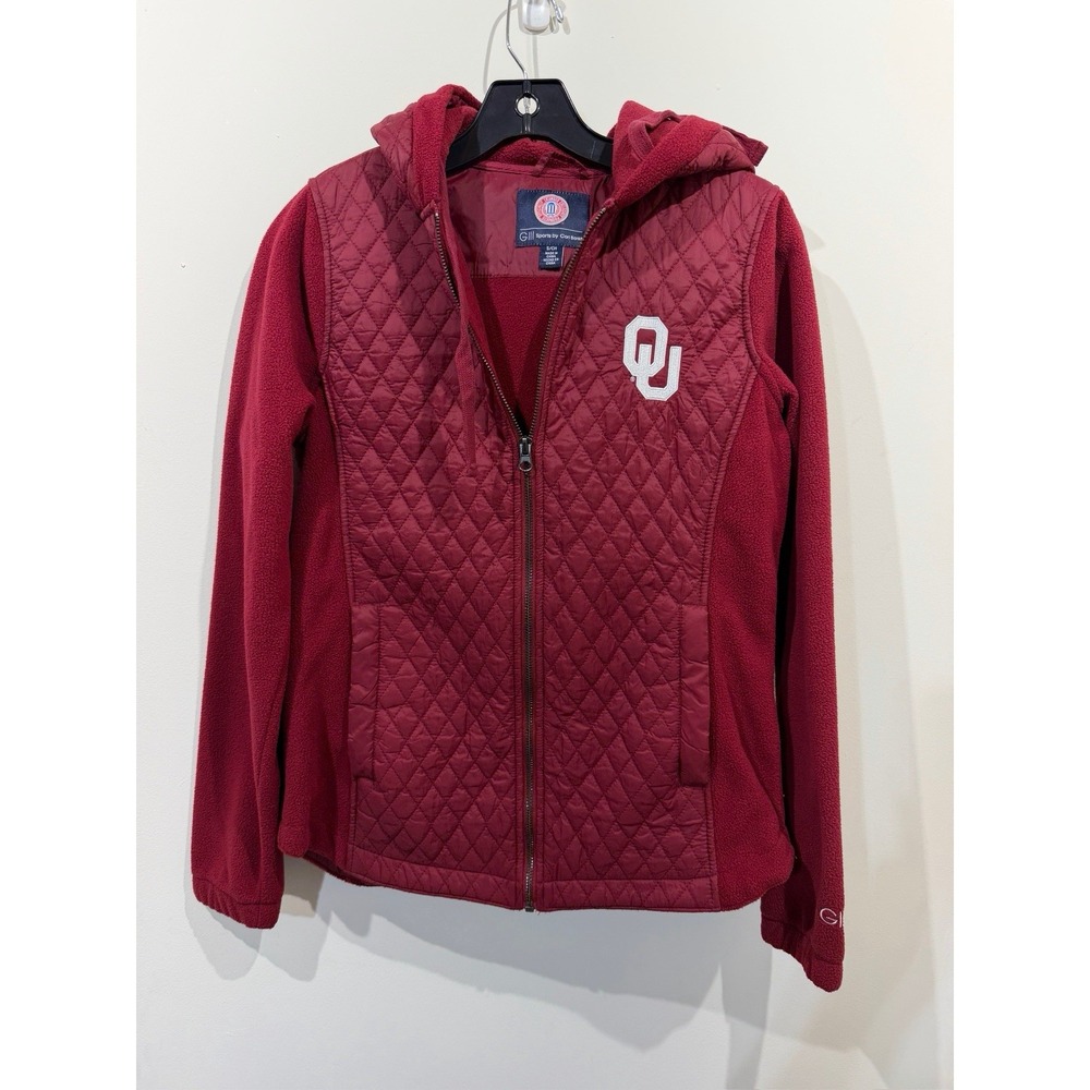 Oklahoma Sooners Quilted Women S Red Giii Carl Banks Hooded Full Zip Embroidered
